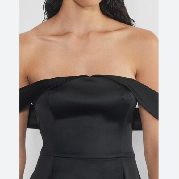 Aritzia Ten by Babaton Aphrodite Satin Dress Off Shoulder Black Size 8 - Picture 4 of 10